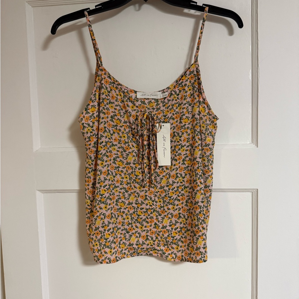 NWT Size Small. All in Favor Floral Tie Front Sleeveless Camisole
